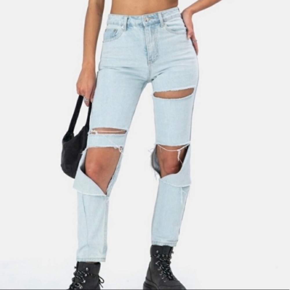 Adika High Waisted Distressed Denim Jeans